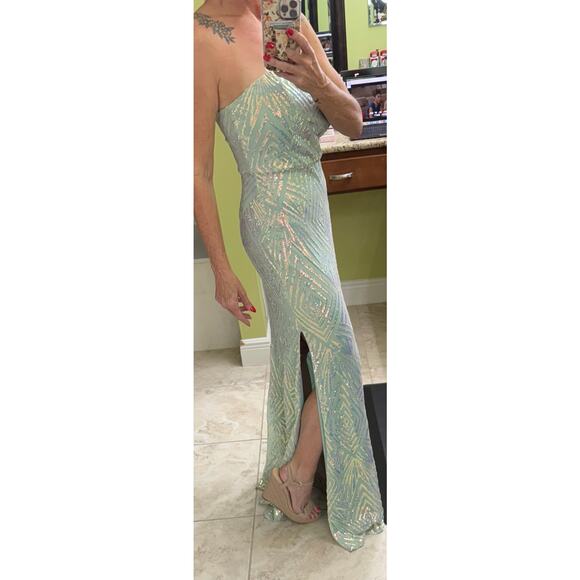 Speechless 9 embellished strapless formal evening gown light sage green NWOT - Picture 7 of 12